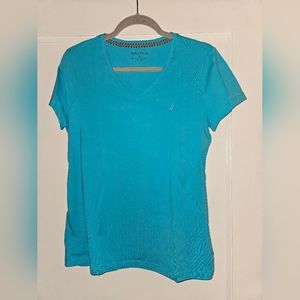 NWOT Nautica Basic Bright Blue V-NeckTee